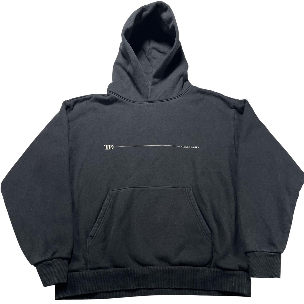 Taylor Swift Hoodie Womens L Black Tortured Poets Dept TTPD Fleece Sweatshirt